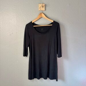 Pure Jill Black 3/4 Sleeve Tunic Top Petite Medium
